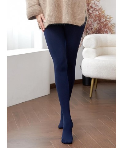 2 Pairs Fleece Lined Tights Women Opaque Tights for Winter 1 Black+1 Navy $10.63 Socks