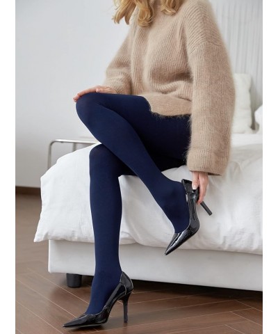 2 Pairs Fleece Lined Tights Women Opaque Tights for Winter 1 Black+1 Navy $10.63 Socks