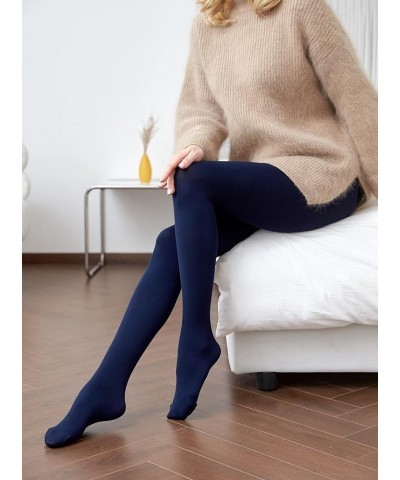 2 Pairs Fleece Lined Tights Women Opaque Tights for Winter 1 Black+1 Navy $10.63 Socks