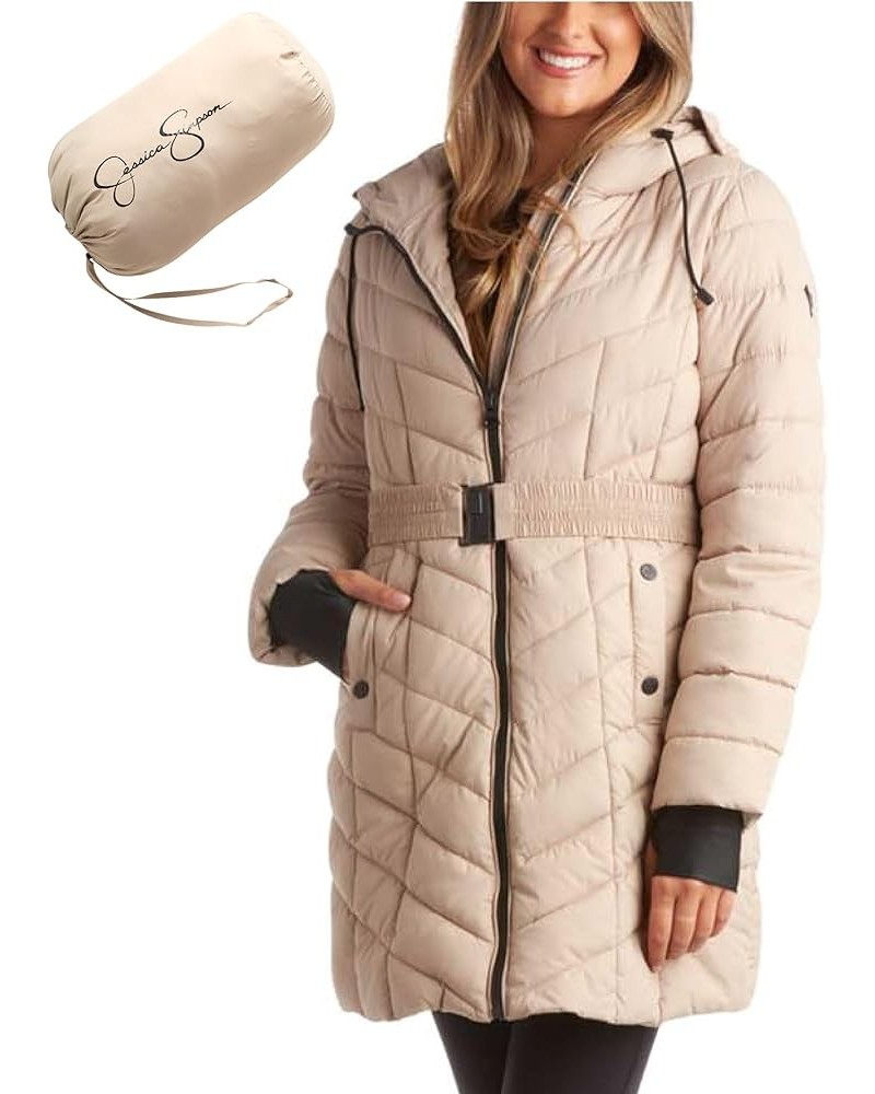 Women's Winter Coat - Long Length Packable Quilted Puffer Jacket - Heavyweight Insulated Parka Coat (S-XL) Beige $37.77 Jackets