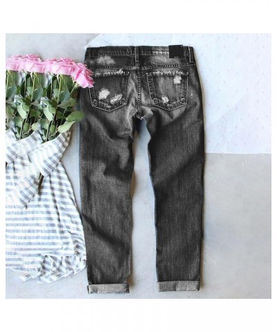 Women Jeans Long Pants Snowman Hat Print Ripped Jeans Plus Size Pants Trousers Slim Jeans Pants A01-grey $10.56 Jeans