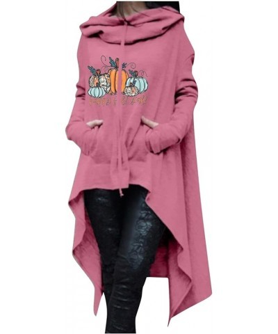 Women's Long Hoodie Irregular Hem Tunic Sweatshirts Loose Casual Blouse Pullover Fall Fashion Tops with Pocket 08 Pink $12.42...