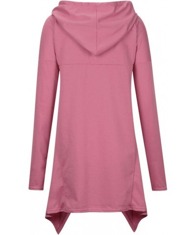 Women's Long Hoodie Irregular Hem Tunic Sweatshirts Loose Casual Blouse Pullover Fall Fashion Tops with Pocket 08 Pink $12.42...