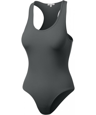 Women's Sleeveless Tank Top Bodysuits Racerback Shapewear Sexy Casual Jumpsuits 103-ash Grey-1 $11.97 Tanks