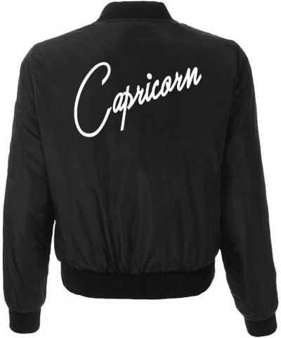 Astrology Zodiac Sign Black Bomber Jacket- Womens Birthday Sign Bomber Jacket Capricorn $28.60 Jackets