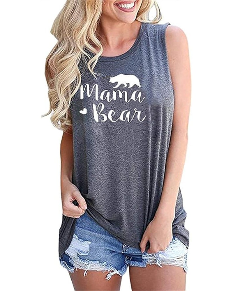 Women Long Sleeve Mama Bear Shirt Graphic Tops Mom Tshirts Loose Pullover Z-dark Grey-tank $8.82 T-Shirts