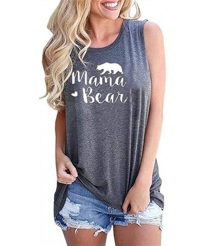 Women Long Sleeve Mama Bear Shirt Graphic Tops Mom Tshirts Loose Pullover Z-dark Grey-tank $8.82 T-Shirts