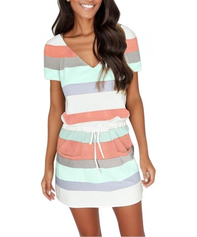 Summer Dresses for Women 2024 Women Summer Casual Striped Dress Sleeveless Spaghetti Strap Boho Dress with Pockets H9-mint Gr...