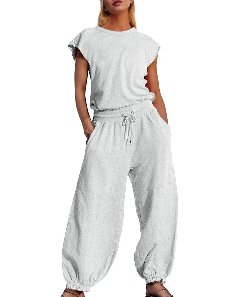 Womens Oversized One Piece Outfits Cap Sleeve Long Wide Pant Romper Drawstring Waist Open Back Jumpsuit Overall White $25.07 ...