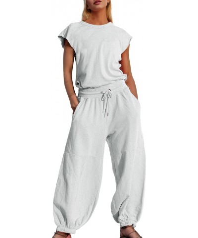 Womens Oversized One Piece Outfits Cap Sleeve Long Wide Pant Romper Drawstring Waist Open Back Jumpsuit Overall White $25.07 ...