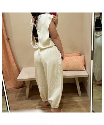 Womens Oversized One Piece Outfits Cap Sleeve Long Wide Pant Romper Drawstring Waist Open Back Jumpsuit Overall White $25.07 ...