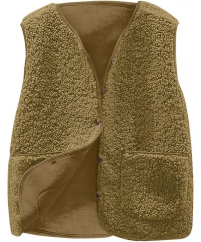 Womens Faux Shearling Vest Winter Warm Fuzzy Fleece Gilet Soft Comfy to Wear 06-yellow $11.20 Jackets