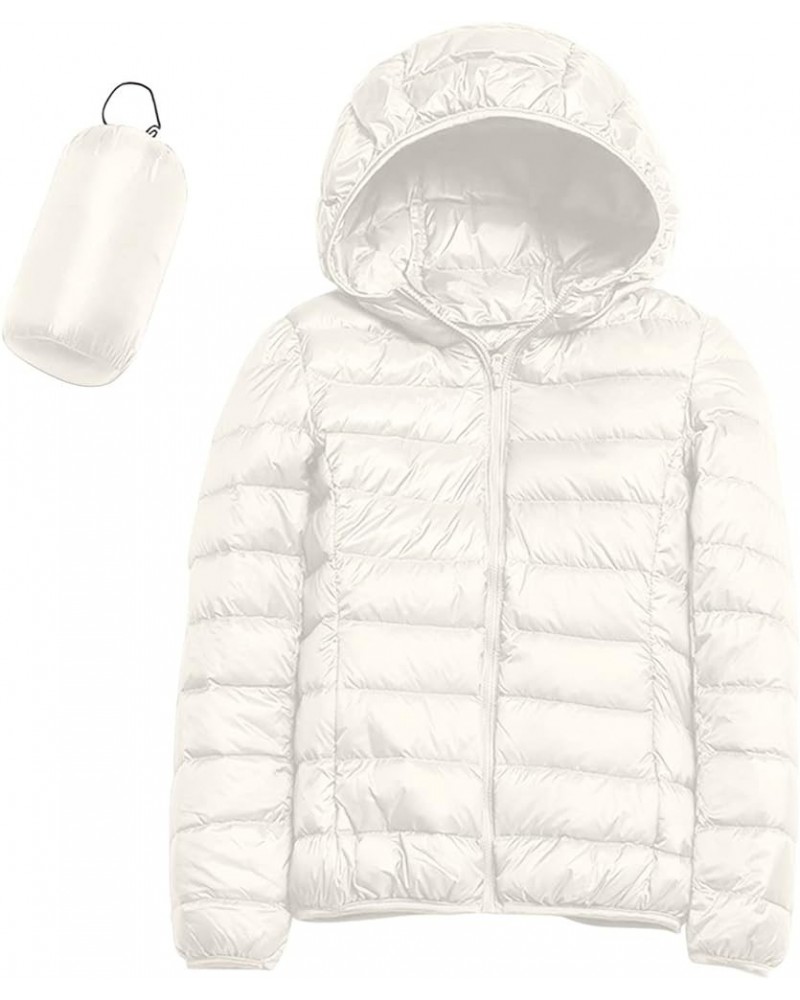 Women's Lightweight Jackets Zipper Hooded Packable Short down Jackets Winter Quilted Puffer Outwear with Pockets White $11.69...