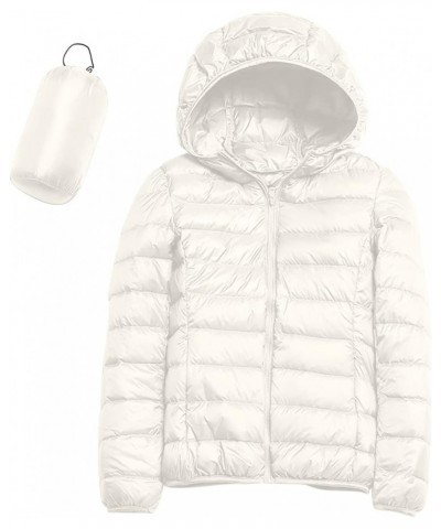 Women's Lightweight Jackets Zipper Hooded Packable Short down Jackets Winter Quilted Puffer Outwear with Pockets White $11.69...