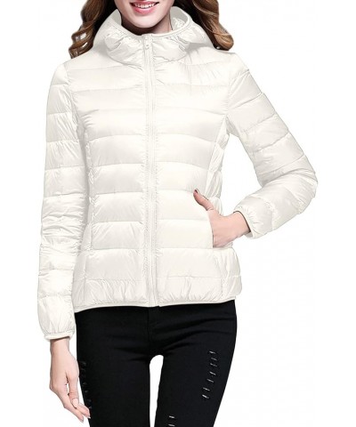 Women's Lightweight Jackets Zipper Hooded Packable Short down Jackets Winter Quilted Puffer Outwear with Pockets White $11.69...