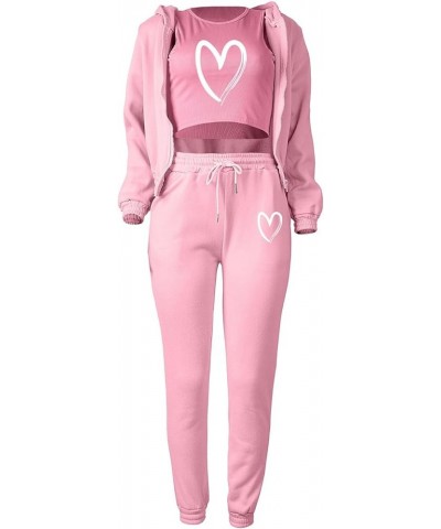 Women Sweatsuits Sets 3 Piece Outfits, Fleece Tracksuit Long Sleeve Hooded Zipper Jacket and Sweatpants Crop Tops Suit 01-pin...