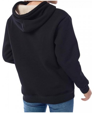 Women Casual Solid Fleece Lined Hoodie Long Sleeves Drawstring Hooded Pullover Warm Sweatshirt Black $12.72 Hoodies & Sweatsh...