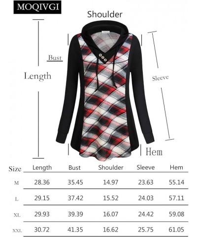 Women's Sweatshirts Long Sleeve Plaid Drawstring Color Block Pullover Hoodies Green $8.54 Hoodies & Sweatshirts