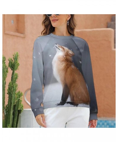 Fox Sweatshirt for Women Crewneck Tunics Long Sleeve Animal Print Tops Loose Fit Casual Cozy Hoodies Fox Grey $13.20 Hoodies ...