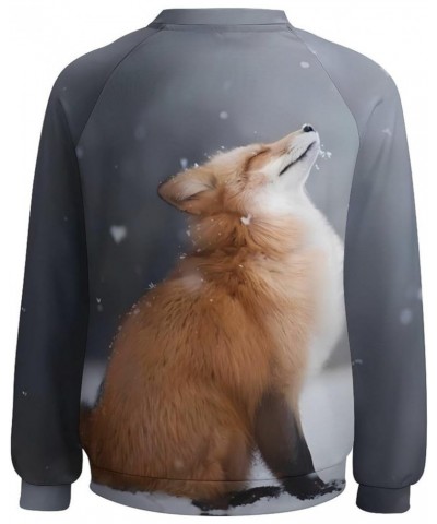 Fox Sweatshirt for Women Crewneck Tunics Long Sleeve Animal Print Tops Loose Fit Casual Cozy Hoodies Fox Grey $13.20 Hoodies ...