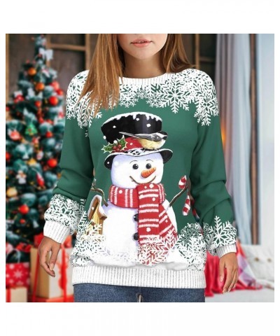 Christmas Sweatshirts For Women Long Sleeve Crewneck Funny Xmas Reindeer Snowman Tops Shirts LN826 Mn A-green $8.83 Hoodies &...