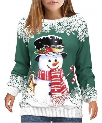 Christmas Sweatshirts For Women Long Sleeve Crewneck Funny Xmas Reindeer Snowman Tops Shirts LN826 Mn A-green $8.83 Hoodies &...