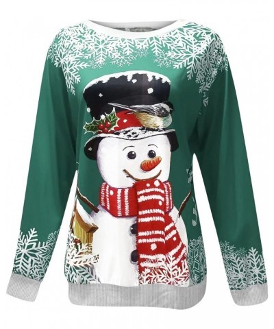 Christmas Sweatshirts For Women Long Sleeve Crewneck Funny Xmas Reindeer Snowman Tops Shirts LN826 Mn A-green $8.83 Hoodies &...