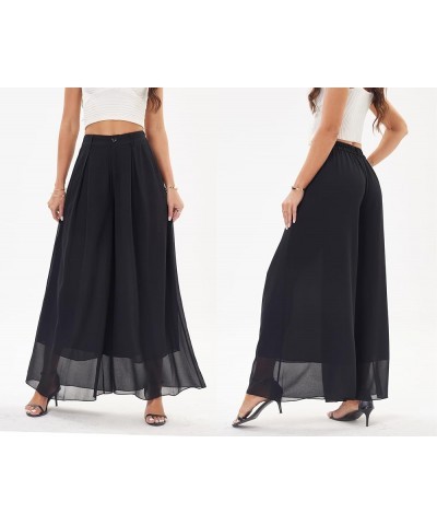 Women's Chiffon Wide Leg Palazzo Pants Flowy Casual Beach Party Dress Long Pants Trouser Black $16.80 Pants