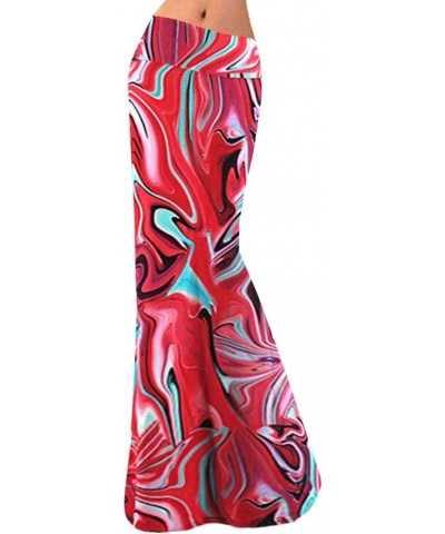 Women Floral Print High Elastic Waist Maxi Long Skirt Summer Straight Full Skirt Floral Red $11.95 Skirts