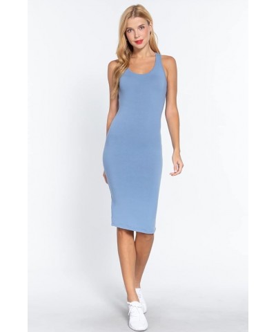 Women's Scoop Neck Racerback Sleeveless Midi Dress Cloud Blue $13.24 Swimsuits