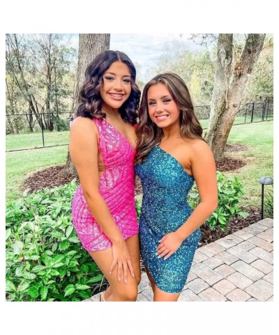 Sparkly Tight Homecoming Dresses for Teens Sequin Short Prom Dresses V Neck Cocktail Gown Rose Gold $24.20 Dresses