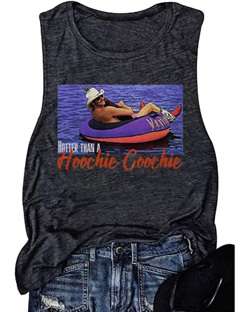 Hotter Than A Hoochie Coochie Country Music Tank Tops Vintage Graphic Summer Workout T Shirts for Women Black $10.80 Tanks