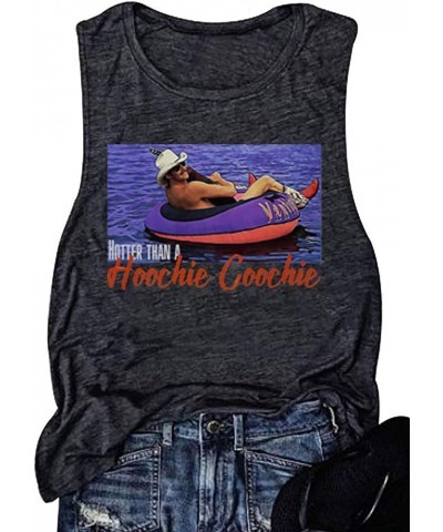 Hotter Than A Hoochie Coochie Country Music Tank Tops Vintage Graphic Summer Workout T Shirts for Women Black $10.80 Tanks