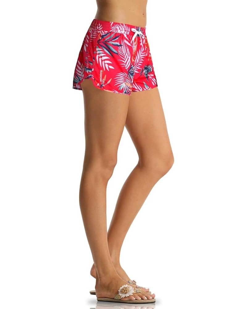 Women's Board Shorts Quick Dry Drawstring Sports Summer Bottom Swim Shorts with Pocket 26156 Floral Red $13.76 Swimsuits