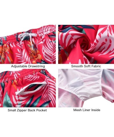 Women's Board Shorts Quick Dry Drawstring Sports Summer Bottom Swim Shorts with Pocket 26156 Floral Red $13.76 Swimsuits