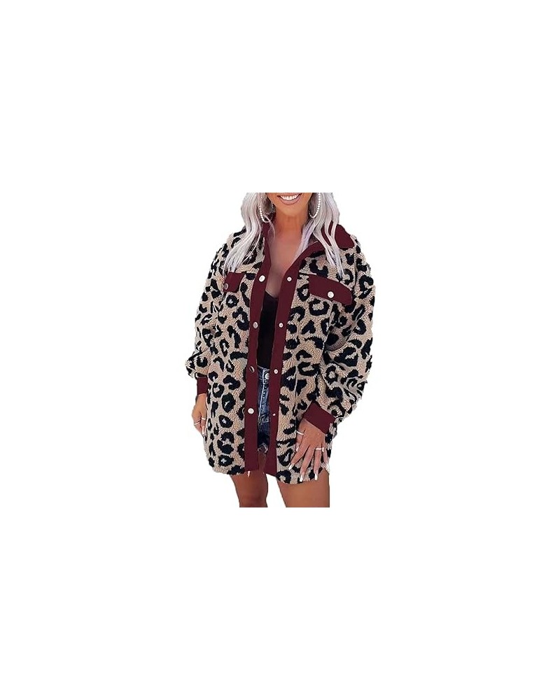 KELYWELL Womens Shacket Jacket Oversized Fleece Sherpa Winter Coats Faux Fur Leopard Cardigan Winter Jackets (XX-Large,Pink) ...