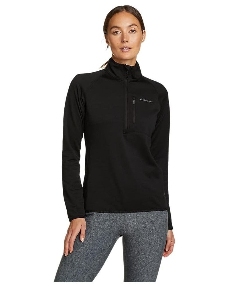 Women's High Route Grid Fleece 1/4-Zip Tall Black $40.85 Jackets