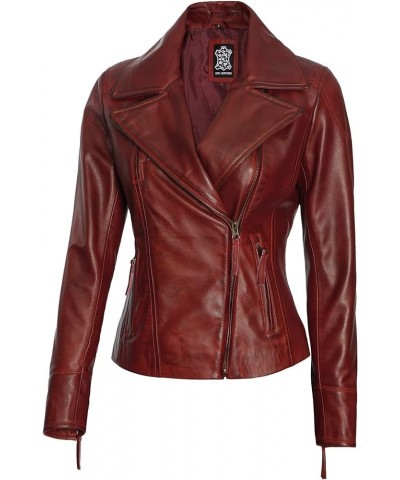 Brown Womens Leather Jacket - Asymmetrical Leather Jackets For Women Red - Ramsey Jacket $92.16 Coats