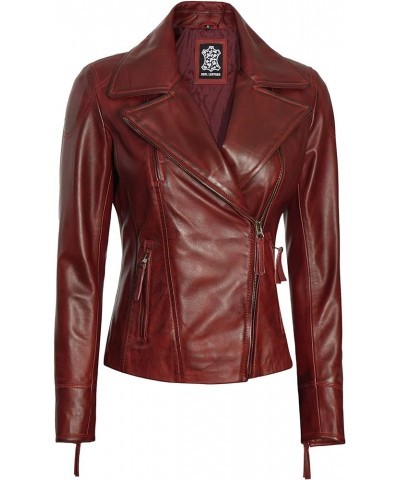 Brown Womens Leather Jacket - Asymmetrical Leather Jackets For Women Red - Ramsey Jacket $92.16 Coats