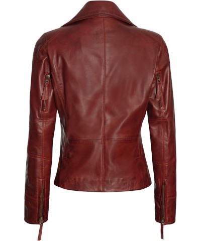 Brown Womens Leather Jacket - Asymmetrical Leather Jackets For Women Red - Ramsey Jacket $92.16 Coats