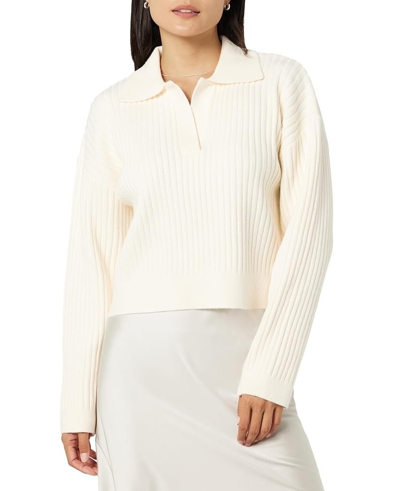 Women's Marcy Ribbed Polo Top Ivory $31.29 Shirts