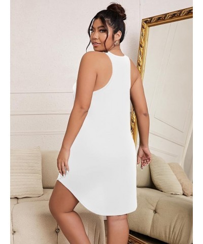 Women's Plus Size Nightgowns Tank Sleep Shirts Racerback Sleeveless Sleepwear Soft Chemise Dress Plain White $13.24 Sleep & L...