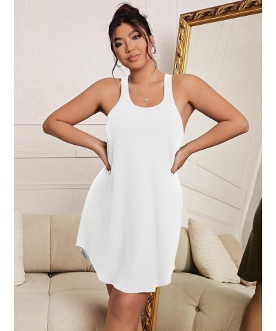 Women's Plus Size Nightgowns Tank Sleep Shirts Racerback Sleeveless Sleepwear Soft Chemise Dress Plain White $13.24 Sleep & L...