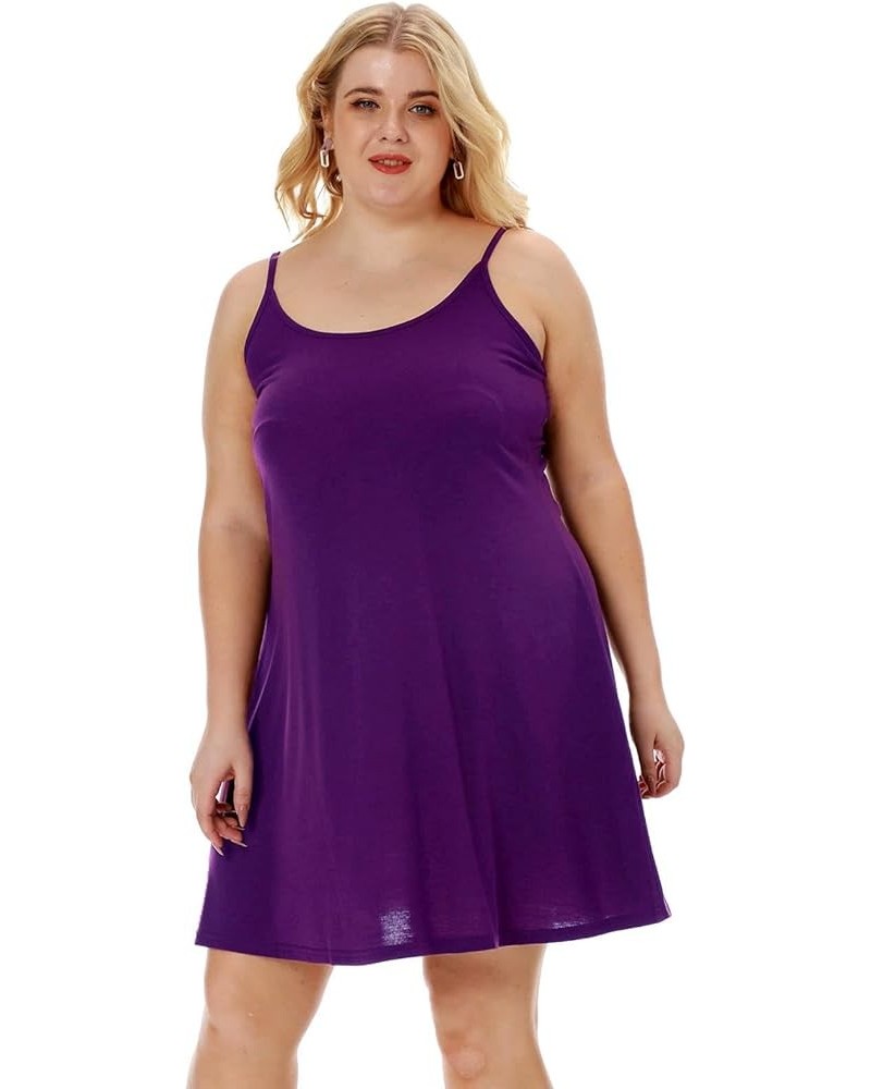 Full Slip Dress for Women Plus Size Under Dresses Shapewear Cami Dressy Spaghetti Sleeveless Underskirt P1 - Purple $10.75 Li...