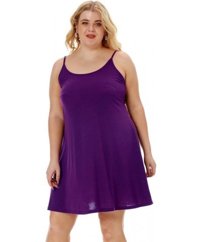 Full Slip Dress for Women Plus Size Under Dresses Shapewear Cami Dressy Spaghetti Sleeveless Underskirt P1 - Purple $10.75 Li...