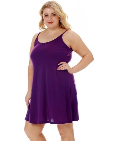 Full Slip Dress for Women Plus Size Under Dresses Shapewear Cami Dressy Spaghetti Sleeveless Underskirt P1 - Purple $10.75 Li...