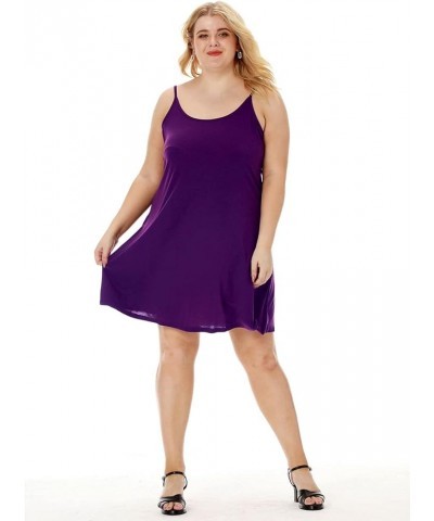 Full Slip Dress for Women Plus Size Under Dresses Shapewear Cami Dressy Spaghetti Sleeveless Underskirt P1 - Purple $10.75 Li...