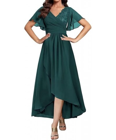 Tea Length Mother of The Bride Dresses for Wedding with Sleeves Bridesmaid Dresses Chiffon Formal Evening Gowns Teal-blue $30...