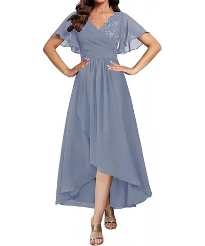 Tea Length Mother of The Bride Dresses for Wedding with Sleeves Bridesmaid Dresses Chiffon Formal Evening Gowns Teal-blue $30...