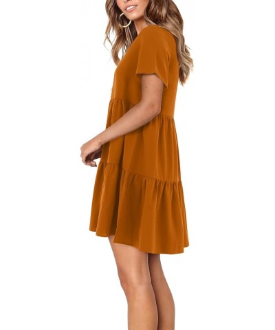 Women Summer Tunic Dress V Neck Casual Loose Flowy Swing Shift Dresses F Caramel $18.89 Dresses